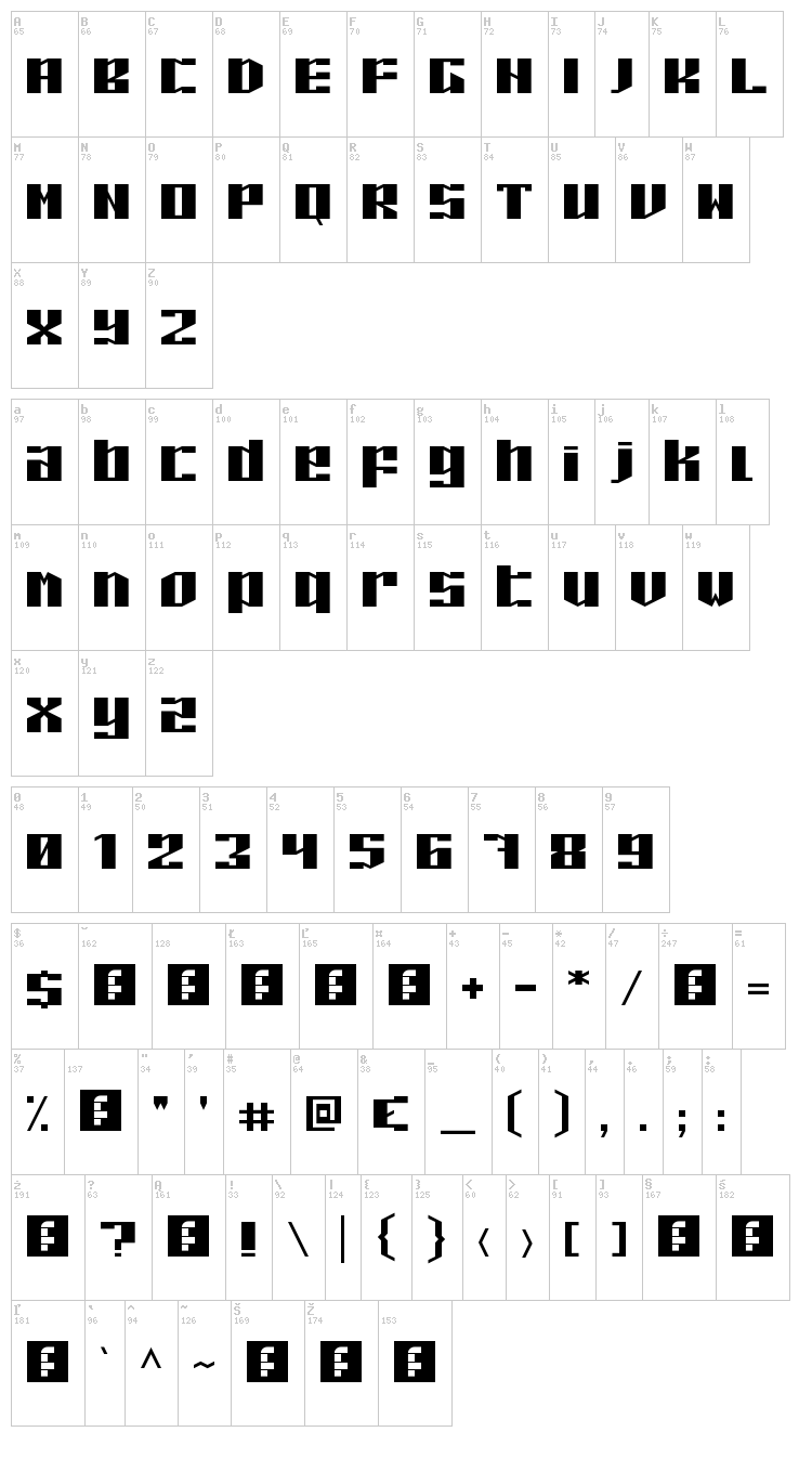 Piloton font map